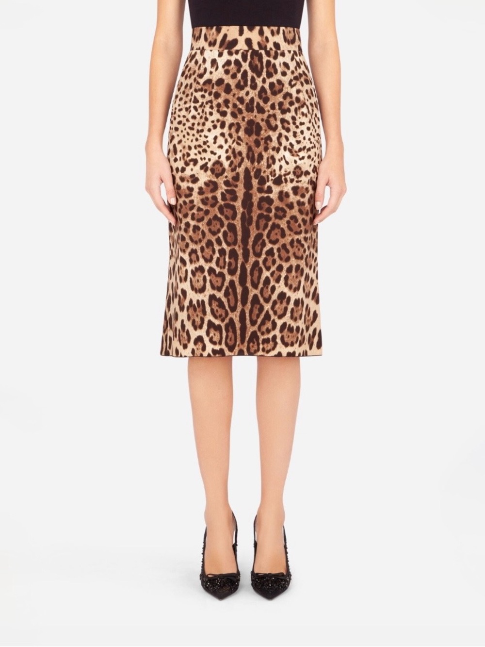 Dolce&Gabbana Leopard Silk Pencil Skirt